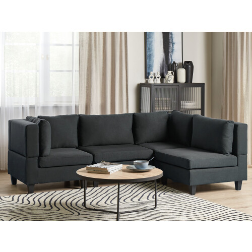 Beliani Modular Corner Sofa 4 Seater UNSTAD Fabric Black Left Hand 1