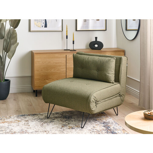 Beliani Single Sofa Bed VESTFOLD Fabric Olive Green 1