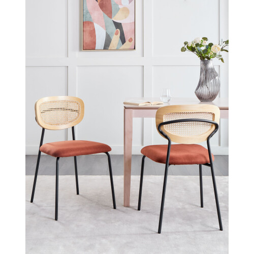 Beliani Set of 2 Dining Chairs MAYETTA Metal Orange 1