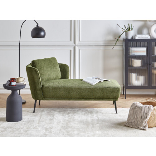 Beliani Left-Hand Chaise Longue ARTHEZE Fabric Green 1