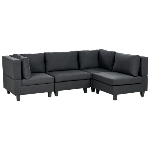 Beliani Modular Corner Sofa 4 Seater UNSTAD Fabric Black Left Hand 2