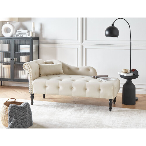 Beliani Left-Hand Chaise Longue IVRY Velvet Light Beige 1