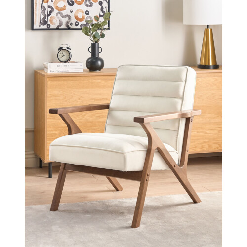 Beliani Armchair KISA Velvet Off-White 1