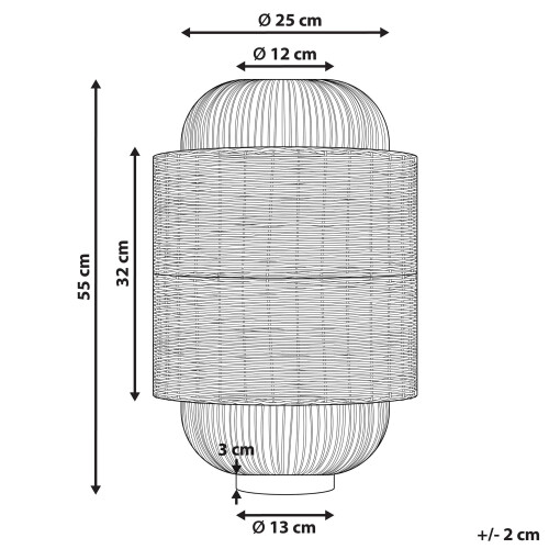 Beliani Table Lamp TANGANYIKA Rattan Natural 2