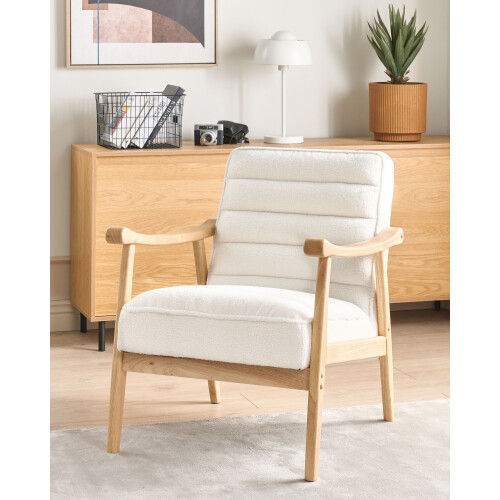 Beliani Armchair LEKNES Boucle Off-White 1