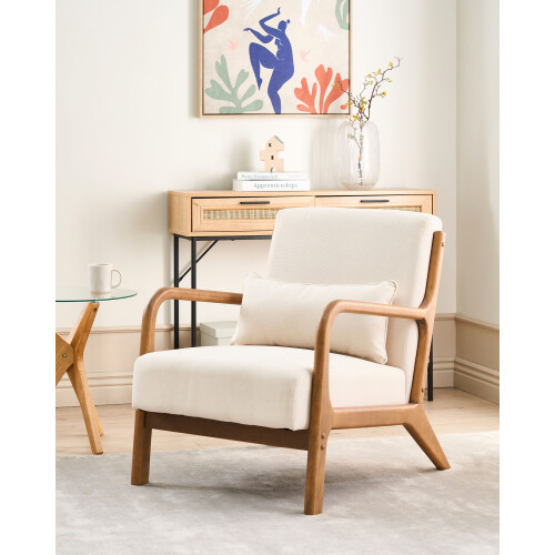 Beliani Armchair SKOVDE Fabric Light Beige 1
