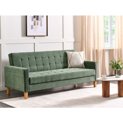 Beliani Sofa Bed 3 Seater VEHKOO Fabric Dark Green 1