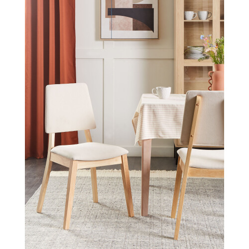 Beliani Set of 2 Dining Chairs MERRILL Wood Light Beige 1