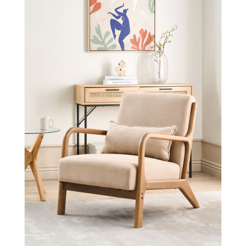 Beliani Armchair SKOVDE Fabric Beige 1