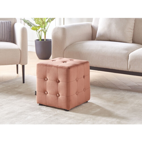 Beliani Pouffe WISCONSIN Velvet Peach Pink 1