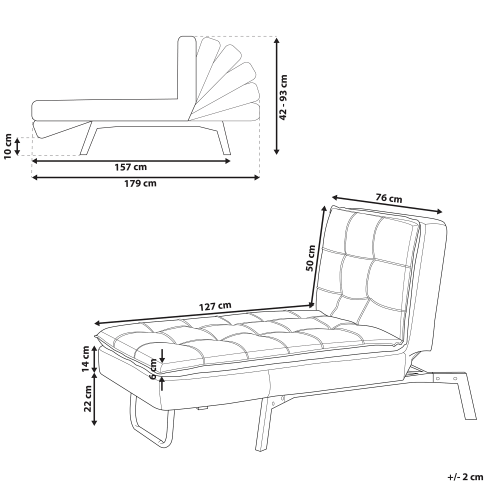 Beliani Chaise Longue LOIRET Fabric Taupe 2
