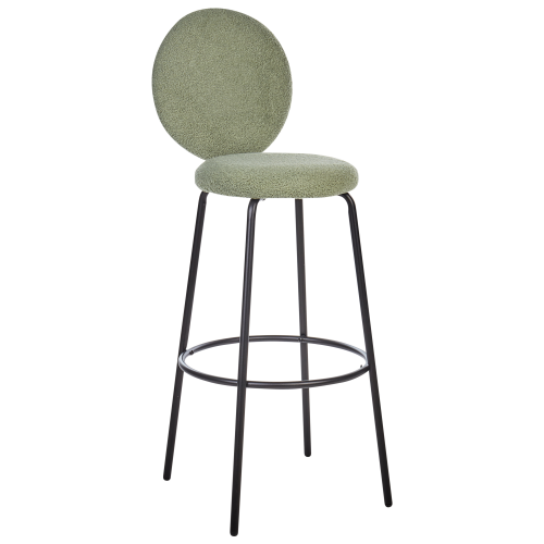 Beliani Set of 2 Bar Chairs EMERY Boucle Light Green 2