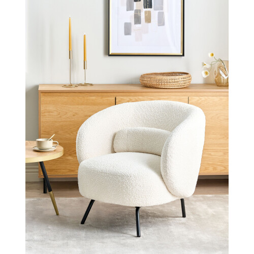 Beliani Armchair MAKELA Boucle Off-White 1