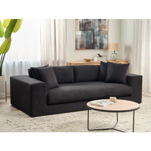 Beliani Sofa 3 Seater GLORVIKA Fabric Black 1