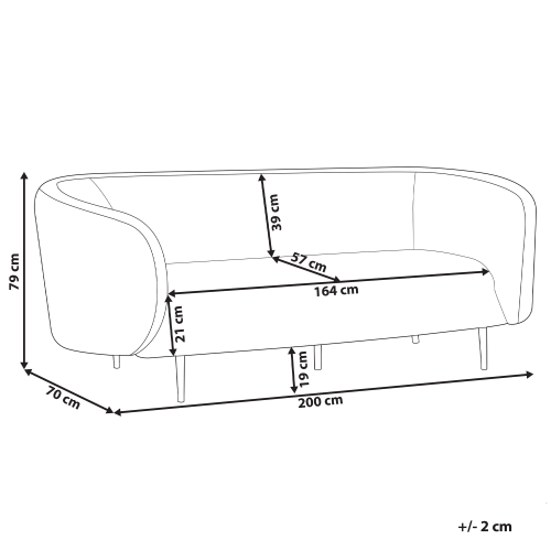 Beliani Sofa 3 Seater LOEN Fabric Taupe 2
