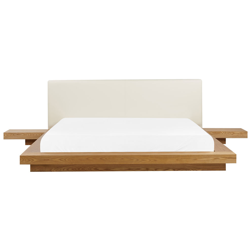 Bed Faux Leather ZEN 180 x 200 cm (EU Super King) Natural Ash Wood