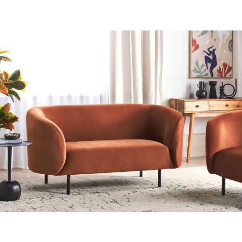 Beliani Sofa 2 Seater LOEN Velvet Orange 1