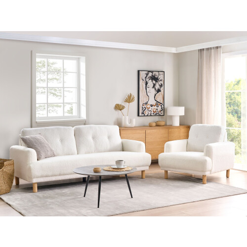 Beliani Sofa 3 Seater TUVE Boucle White 1