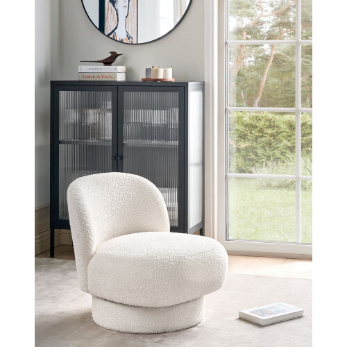 Beliani Swivel Armchair AYLO Boucle Off-White 1