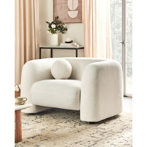 Beliani Armchair LEIREN Boucle White 1