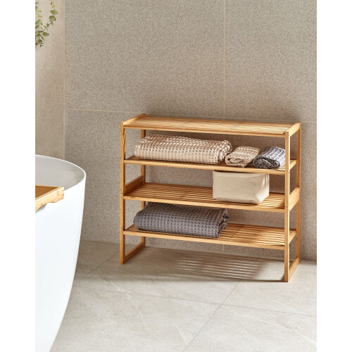 Beliani Shelving Unit UVALDA Bamboo Light Brown 1