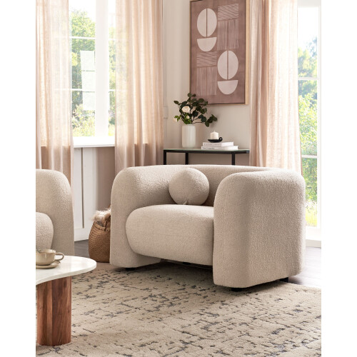 Beliani Armchair LEIREN Boucle Beige 1