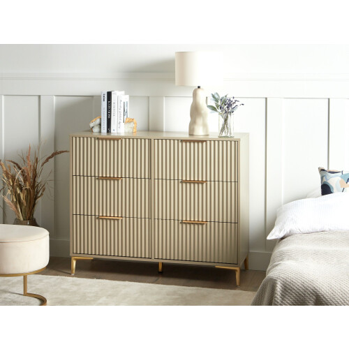 Beliani 6 Drawer Chest WALCOTT Beige 1