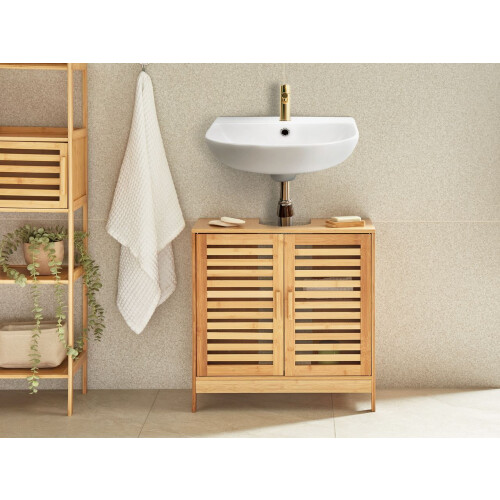 Beliani Vanity Unit MISSOULA 60 cm Bamboo Light Brown 1