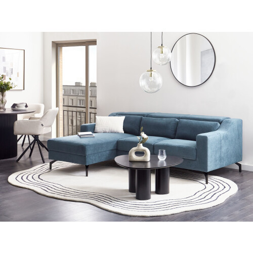 Beliani Corner Sofa 4 Seater GLOSLI Chenille Blue Right Hand 1