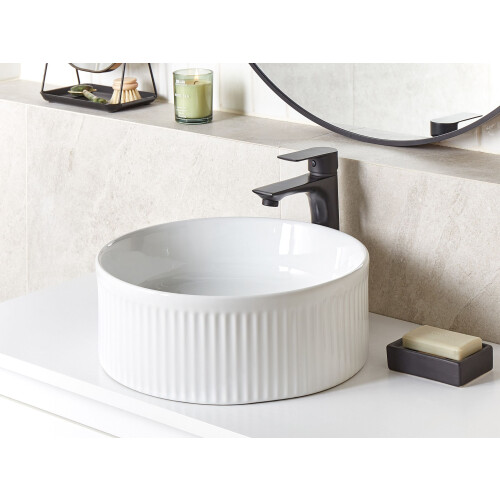 Beliani Countertop Basin GELDO  370 mm Ceramic White 1