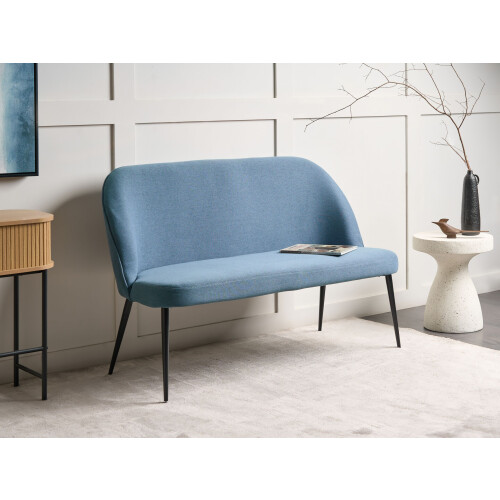 Beliani Dining Bench 2 Seater OSBY Fabric Blue 2