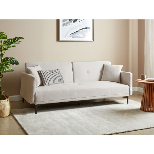 Beliani Sofa Bed 3 Seater LUCAN Fabric Light Beige 1