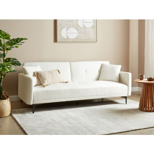 Beliani Sofa Bed 3 Seater LUCAN Boucle Off-White 1