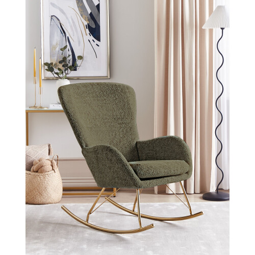 Beliani Rocking Chair ANASET Boucle Dark Green 1