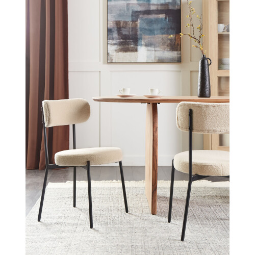 Beliani Set of 2 Dining Chairs ALLISON Boucle Light Beige 1