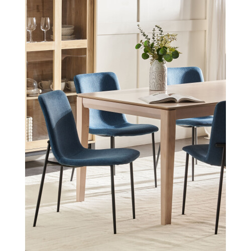 Beliani Set of 4 Dining Chairs GLENDIVE Fabric Dark Blue 1