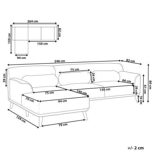 Beliani Corner Sofa 3 Seater SIMOS Boucle White Right Hand 2