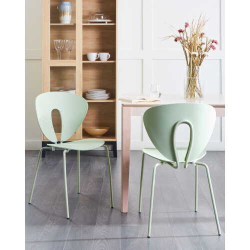 Beliani Set of 2 Dining Chairs TRACY Light Green 1