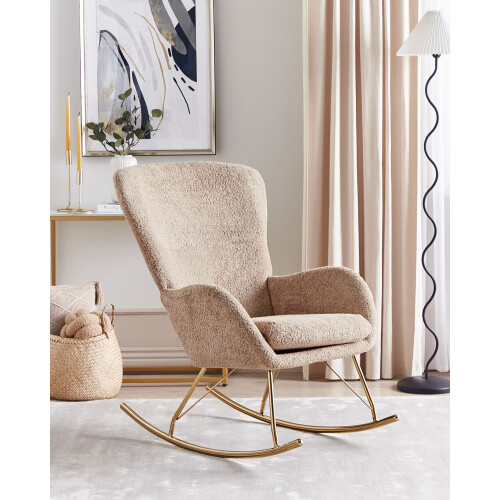Beliani Rocking Chair ANASET Boucle Sand Beige 1