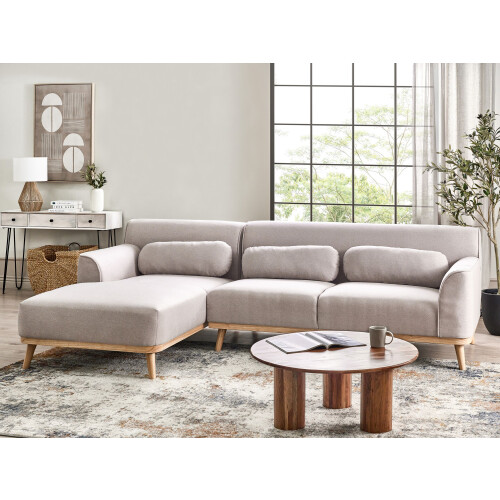 Beliani Corner Sofa 3 Seater SIMOS Fabric Light Grey Right Hand 2