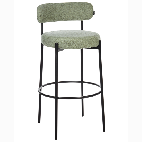 Beliani Set of 2 Bar Chairs ALLISON Boucle Light Green 2