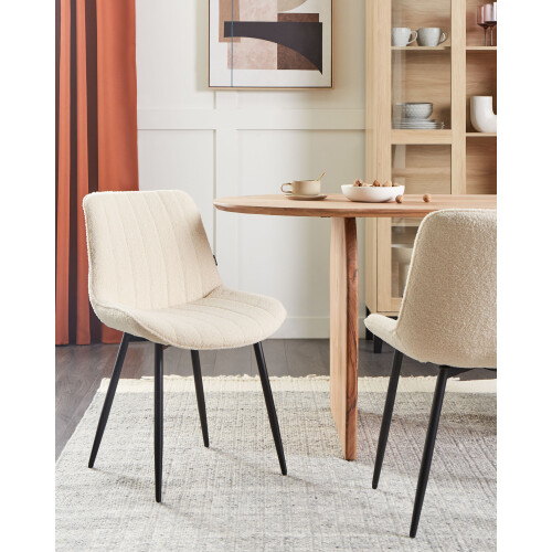 Beliani Set of 2 Dining Chairs DUBROVNIK Boucle Light Beige 1