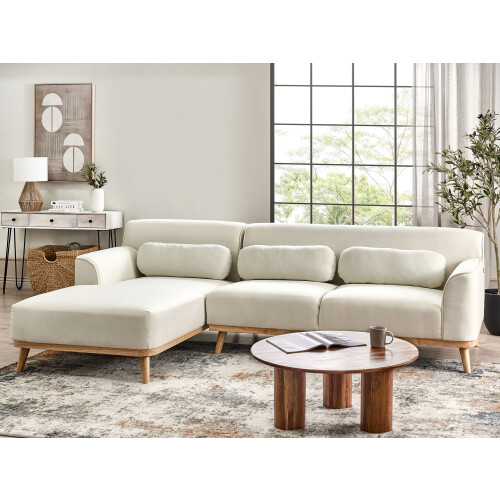 Beliani Corner Sofa SIMOS Fabric Off-White Right Hand 1