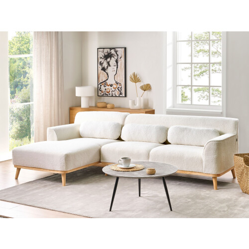 Beliani Corner Sofa 3 Seater SIMOS Boucle White Right Hand 1