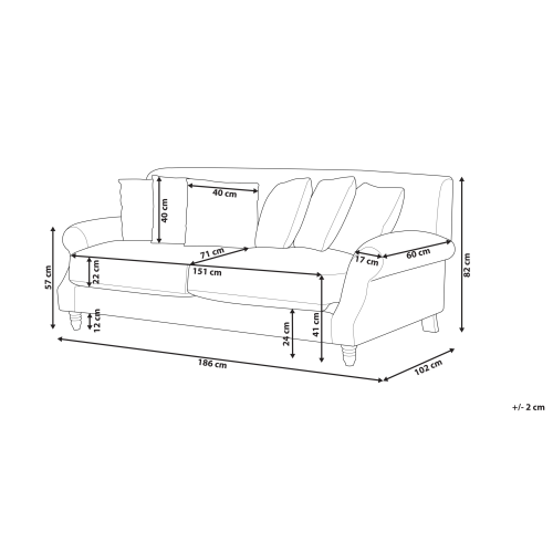 Beliani Sofa 2 Seater EIKE Fabric Off-White 2