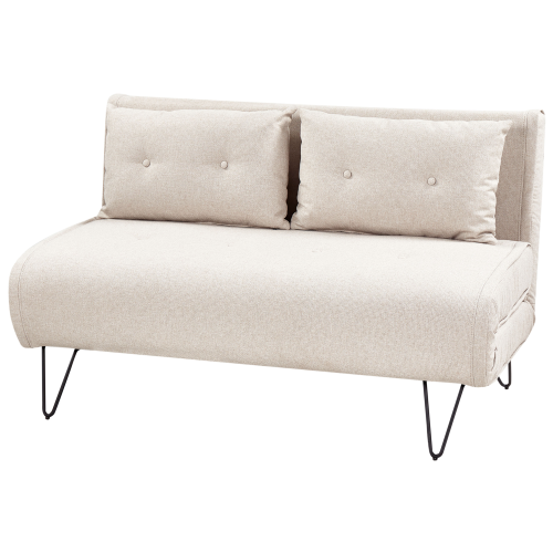 Beliani Sofa Bed 2 Seater VESTFOLD Fabric Light Beige 2