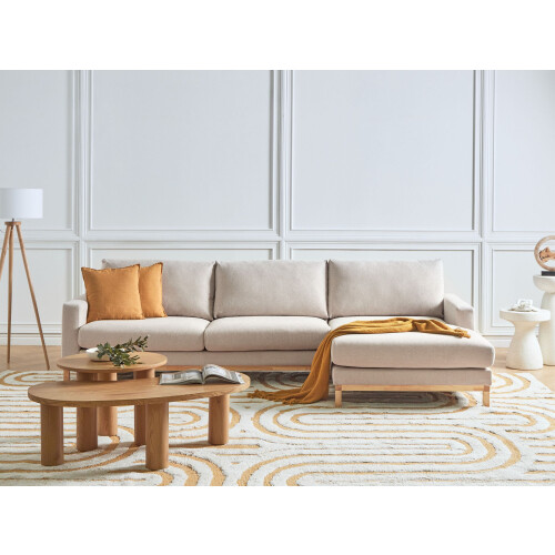 Beliani Corner Sofa 4 Seater SIGGARD Fabric Beige Left Hand 1