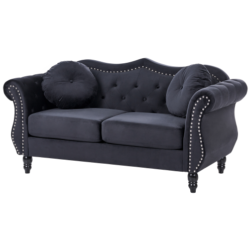 Beliani Sofa 2 Seater SKIEN Velvet Black 1