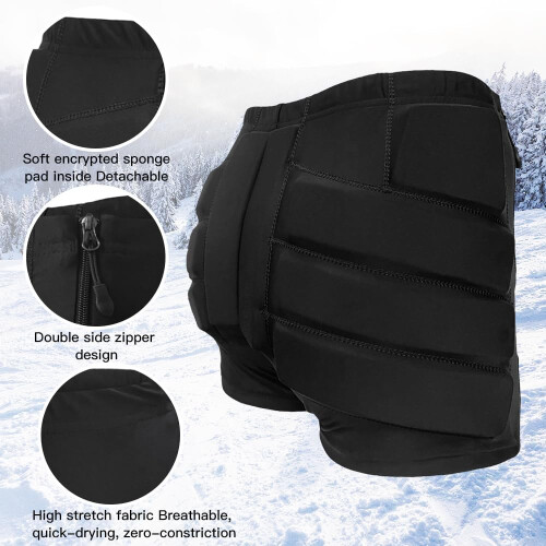 Skating Hip Protective Pads for Kids, 3D Protection, Butt  Tailbone, Black 1