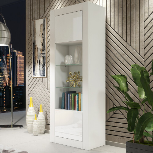 Display Cabinet 170cm Illume - White with Gloss Doors